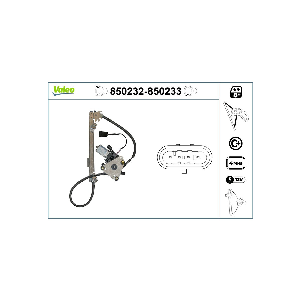 Macara geam spate stg. Valeo 850232