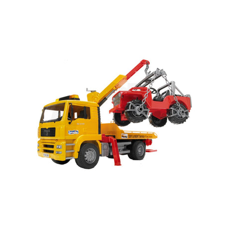 Macheta camion de tractare cu masina de teren, scara 1:16 Bruder 02750