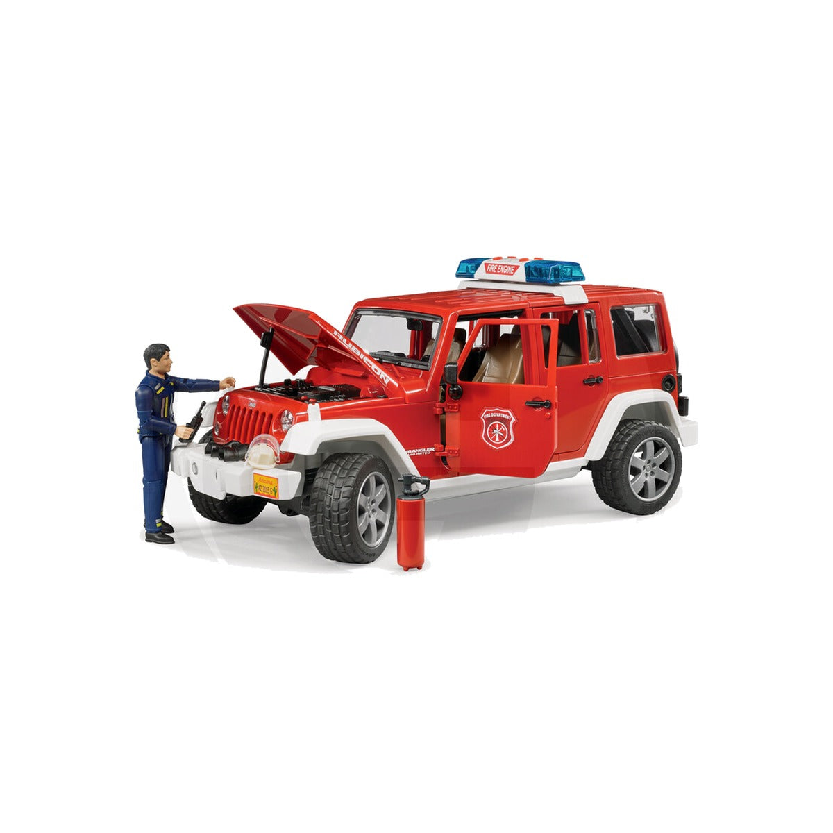 Macheta masina de pompieri Jeep Wrangler cu pompier, scara 1:16 Bruder 02528 – imagine 2