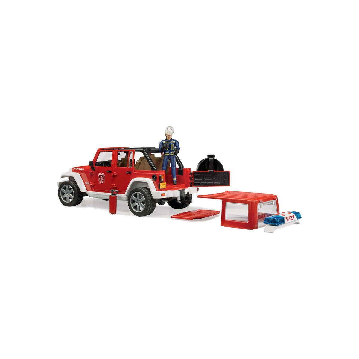 Macheta masina de pompieri Jeep Wrangler cu pompier, scara 1:16 Bruder 02528 – imagine 4