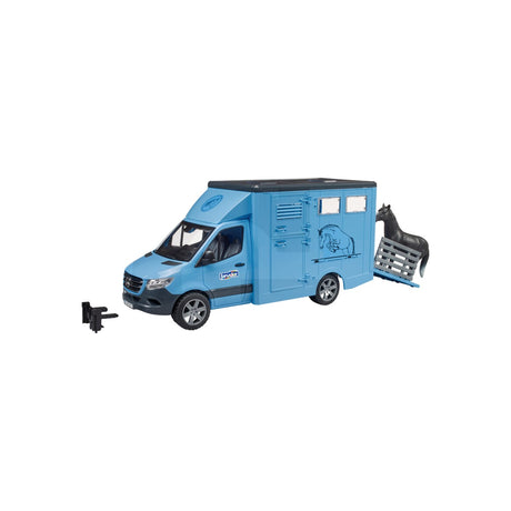 Macheta MB Sprinter cu remorca pentru animale si 1 cal, scara 1:16 Bruder 11141318