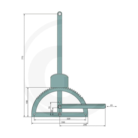 Schita dimensiuni Maneta frana Farmstop grunduit, tip Farmstop GRANIT 22066020