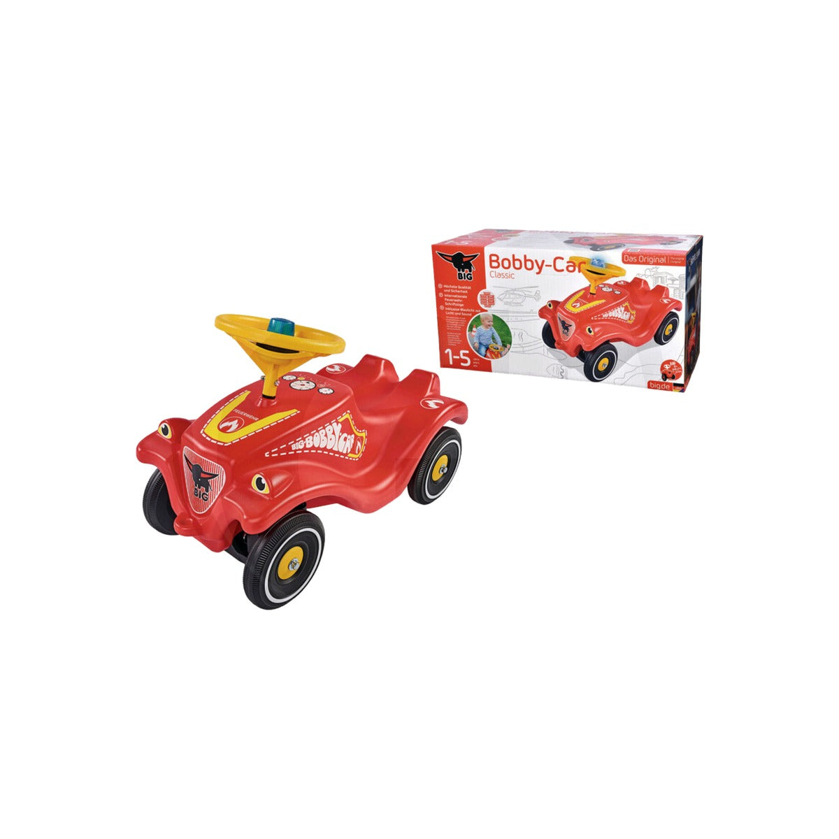Masinuta de impins Bobby Car Classic Pompieri BIG 60000132 – imagine 2