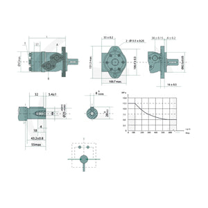 Schita dimensiuni Motor BMP 315cc D=25mm 1/2" GRANIT 87000838