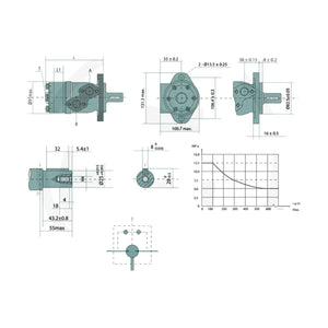 Schita dimensiuni Motor BMP 50cc D=25mm 1/2 compatibil Annovi Reverberi GRANIT 87000831