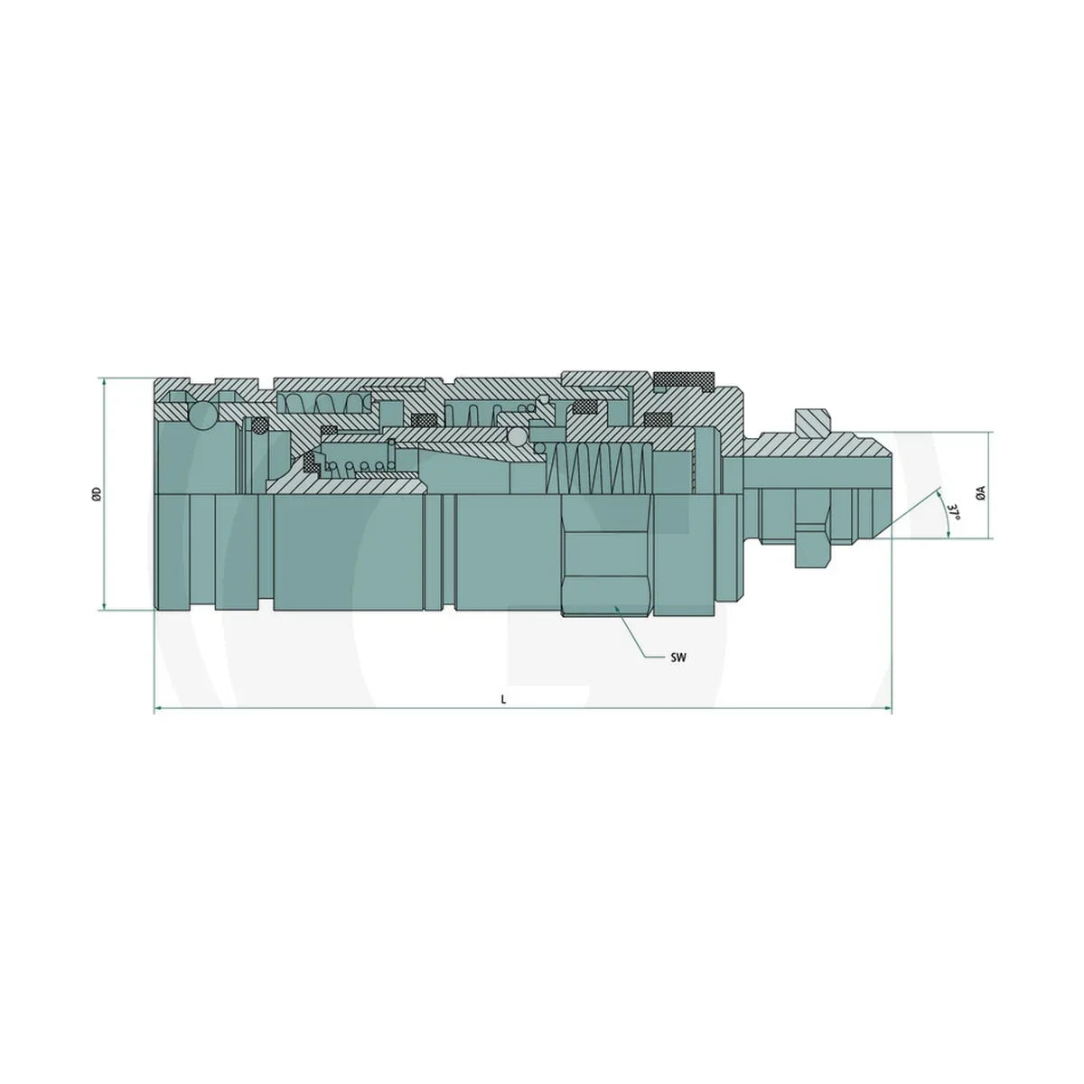 Schita dimensiuni Mufa conectare GP-3CFPV 14/78UNF F Mufa de cuplare GRANIT 87001280