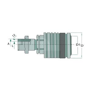 Schita dimensiuni Mufa cuplare, perete despartitor KM-S 10L (M16x1,5) DN12-BG3 compatibila Jungheinrich, MIC GRANIT 81511038