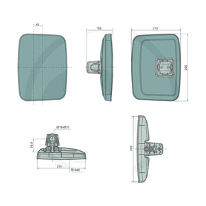 Schita dimensiuni Oglinda fara incalzire compatibila John Deere, Fendt, Kramer GRANIT 65412123