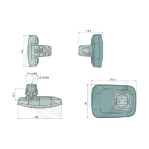Schita dimensiuni Oglinda unghi larg fara incalzire compatibila John Deere GRANIT 65412124