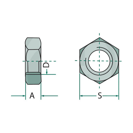 Schita dimensiuni Piulite hexagonale pentru Deutz-Fahr, Amazone, Pöttinger GRANIT 487934021