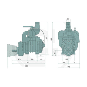 Schita dimensiuni Pompa de vid MEC 5000 M LF SX D60 Battioni Pagani 4059000500001
