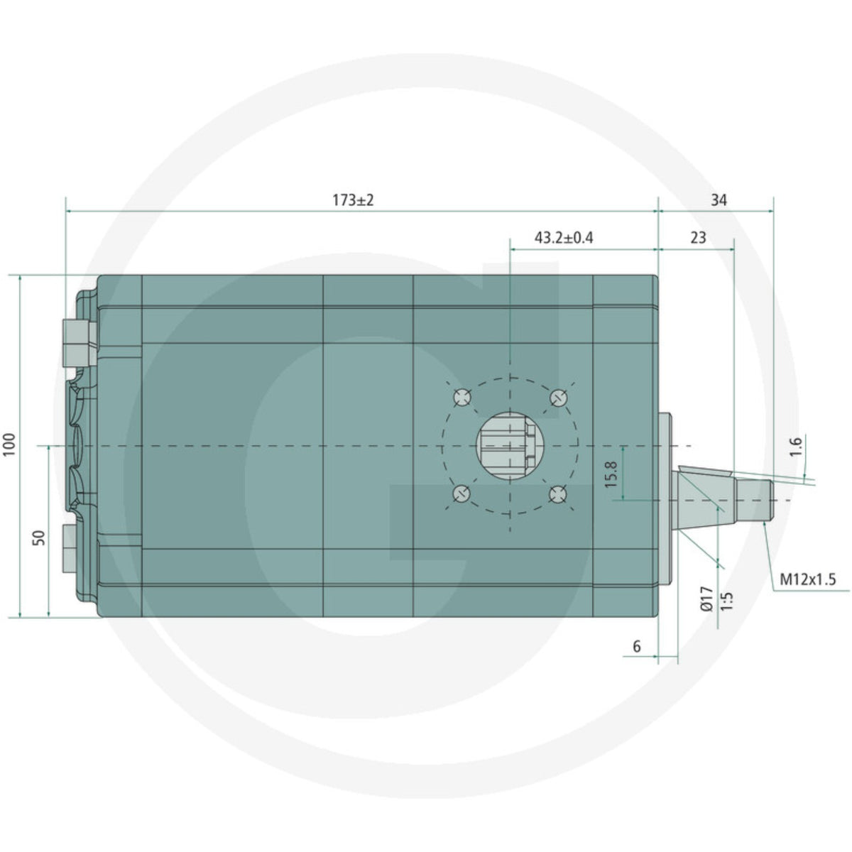 Dimensiuni laterale pompa hidraulica dubla Case IH Granit 25999050