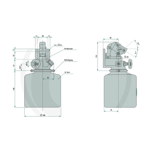 Schita dimensiuni Pompa manuala PE 20S + RP4R CHAPEL 82004015