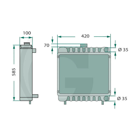 Schita dimensiuni Radiator motor Fendt Farmer 300 GRANIT 74706037