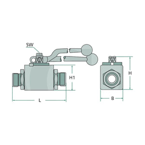 Schita dimensiuni Robinet cu bila hidraulic BKH 2-12L – M18x1,5 compatibil BvL, Trioliet-Mullos PISTER 81520004