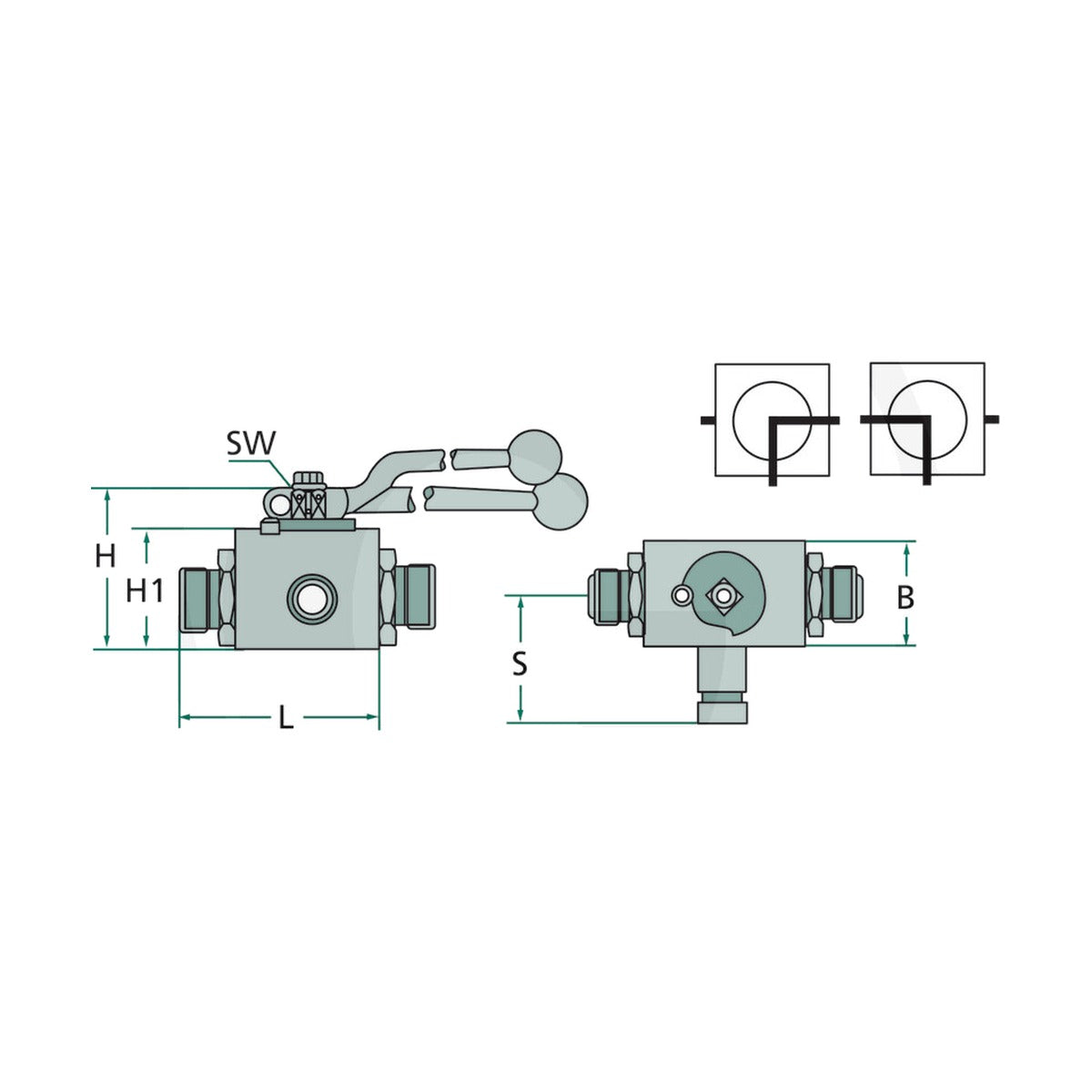 Schita dimensiuni Robinet cu bila hidraulic BKH-3L 12L DN10 – M18x1,5 compatibil Saphir GRANIT 81520015