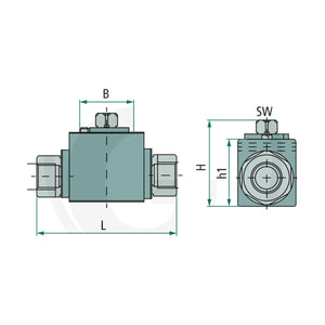 Schita dimensiuni Robinet cu bila hidraulic BKR-2 G 3/4 PISTER 81520064