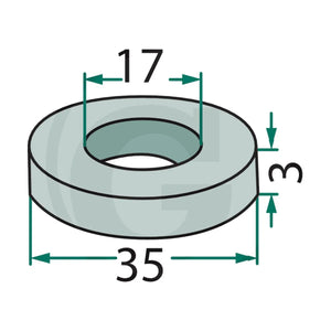 Schita dimensiuni Saiba 17 x 35 x 3 mm GRANIT 18063-FEI-64