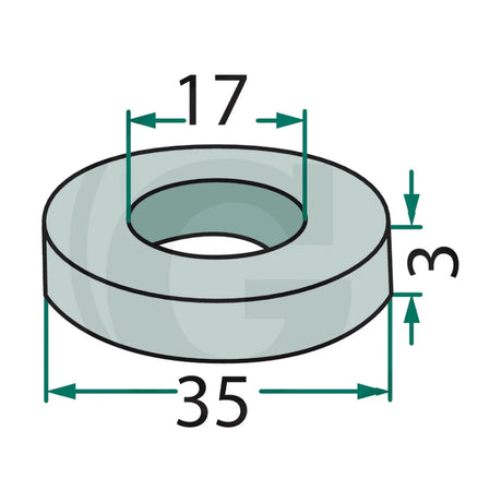 Schita dimensiuni Saiba 17 x 35 x 3 mm GRANIT 18063-FEI-64