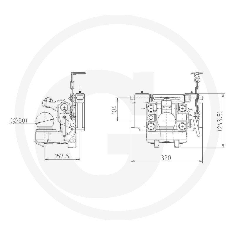 Sauermann Cupla de tractare 320 mm System K80