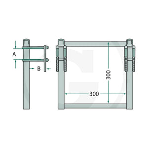 Schita dimensiuni Scara remorca HW 60 / HW 80 cadru zincat varianta mare Cat 1 GRANIT 220ZGA01