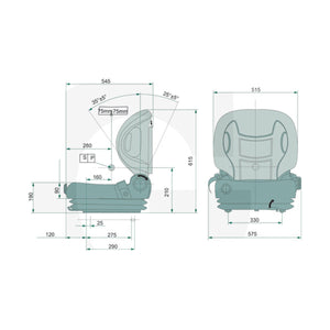 Schita dimensiuni Scaun GSM 20 PVC compatibil Hangcha, Jungheinrich, Yale GRANIT 2400022760