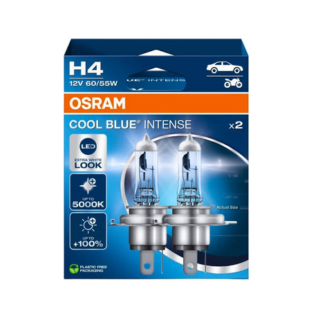 Set 2 becuri auto halogen Osram H4 Cool Blue Intense Next Generation +100