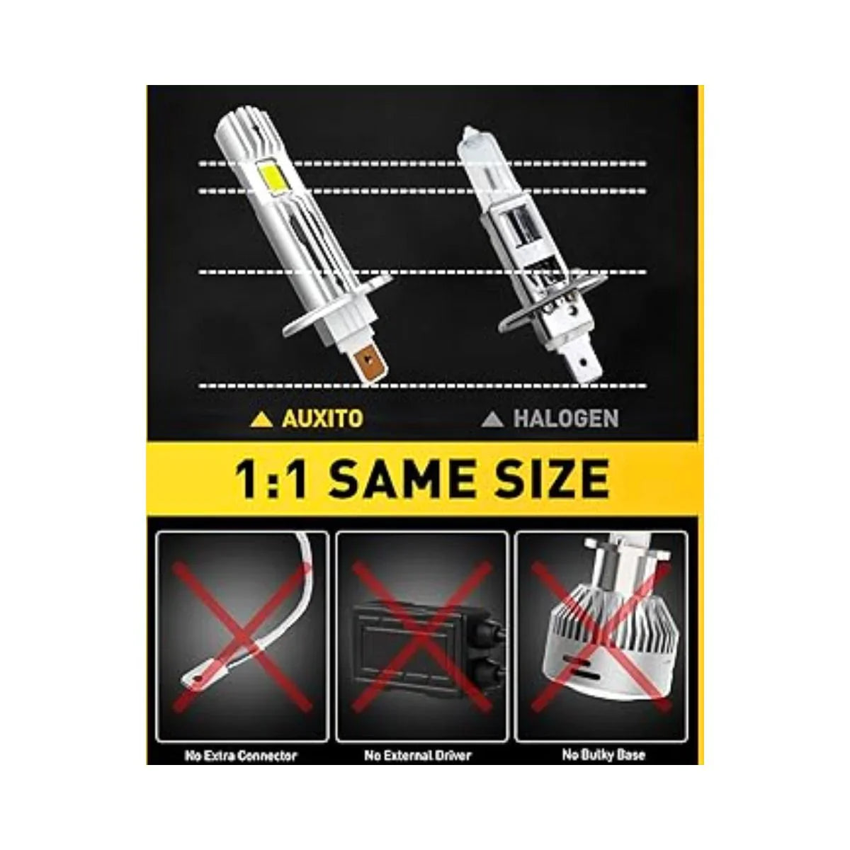 Set 2 becuri H1 LED auto 100W 20000LM 6000K alb rece Plug&Play