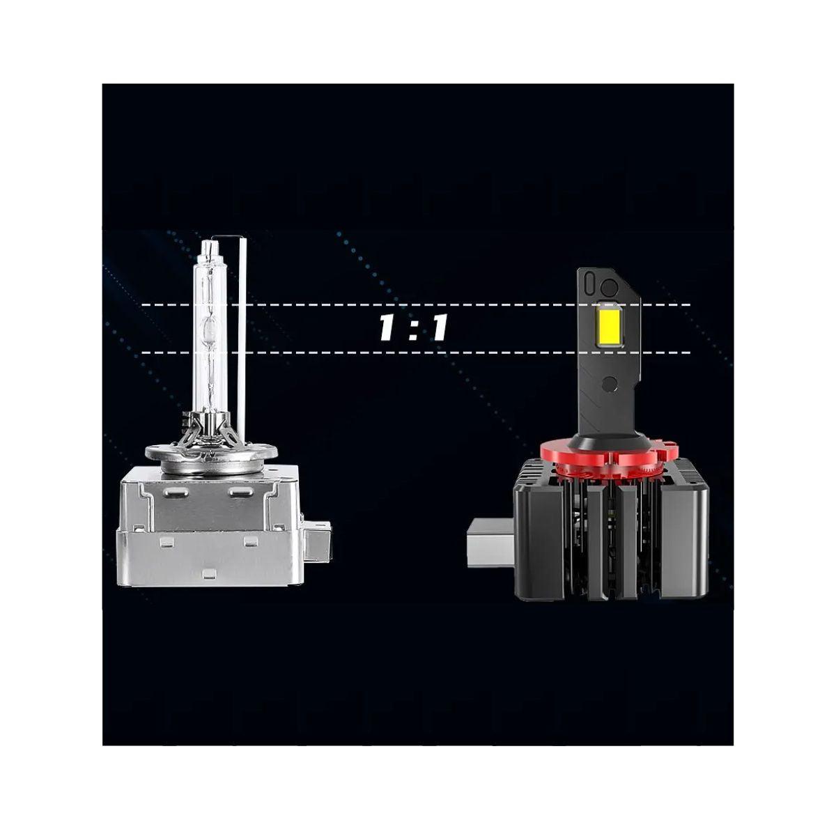 Set 2 becuri led D1S D1R 60000lm 6000k alb rece ventilator si canbus