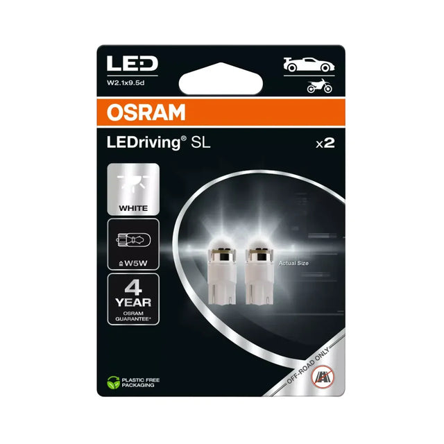 Set 2 becuri pozitie Osram LEDriving SL W5W T10 alb rece 2825DWP-2BL