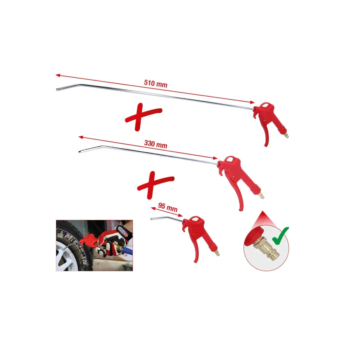 Set pistoale de suflat cu aer comprimat 3 piese, 95-510mm KS TOOLS 7885151921 – imagine 2