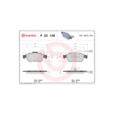 Set placute frana Brembo P 23 148 – imagine 2