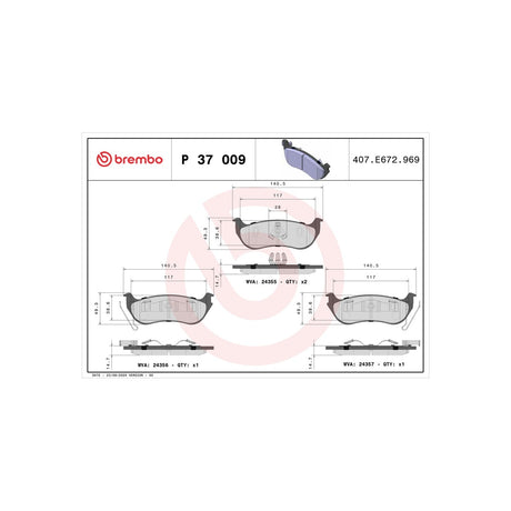 Set placute frana Brembo P 37 009