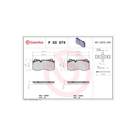 Set placute frana Brembo P 50 074