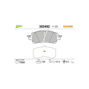 Set placute frana fata-nou 13-309-400 Valeo 302492