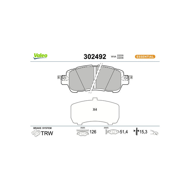 Set placute frana fata-nou 13-309-400 Valeo 302492