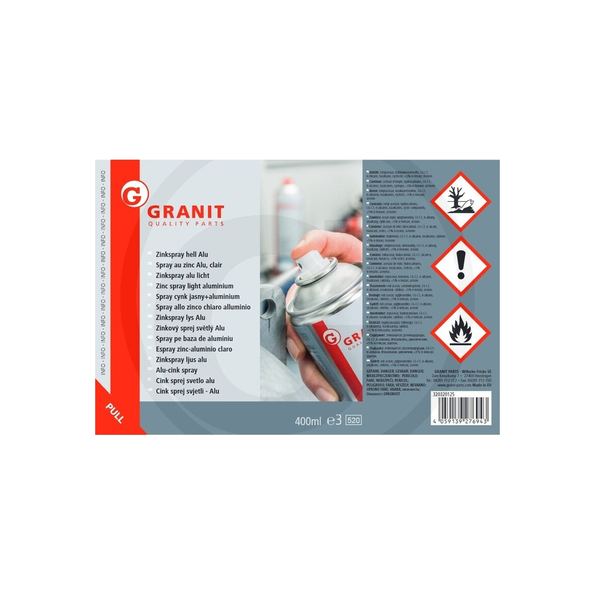 Spray pe baza de zinc deschis pentru aluminiu GRANIT 320320125 – imagine 2