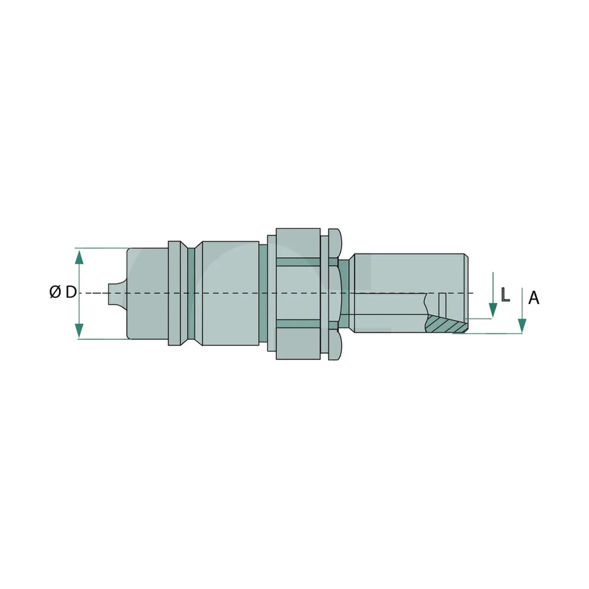 Schita dimensiuni Stecher cuplare, perete despartitor KS-S 10L M16x1,5 DN12-BG3 GRANIT 81511074