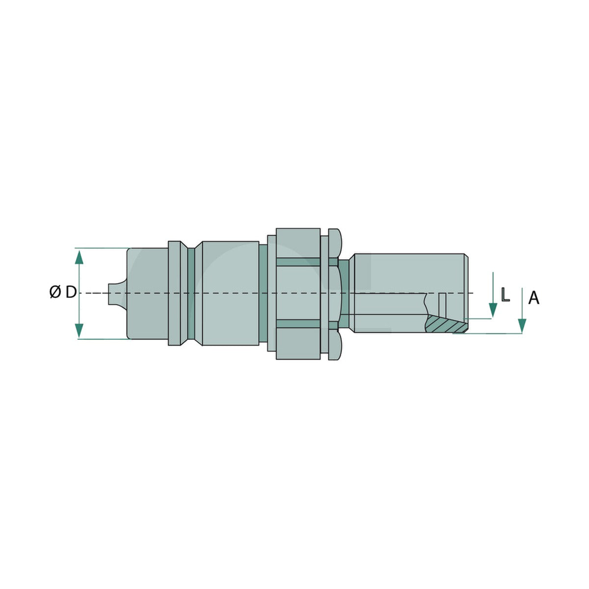Schita dimensiuni Stecher cuplare, perete despartitor KS-S 15L M22x1,5 DN12-BG3 GRANIT 81511076