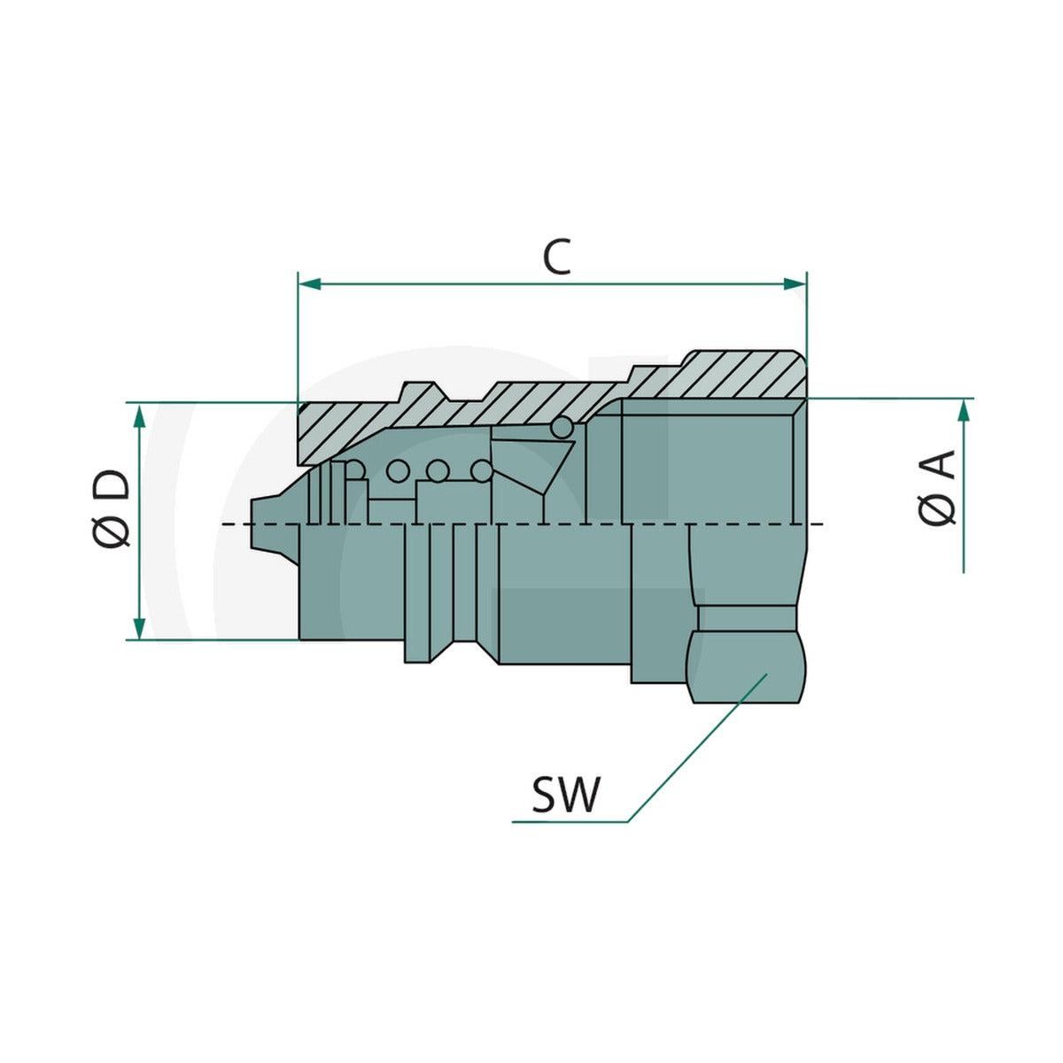 Schita dimensiuni Stecher FASTER NV 12 GAS M 1/2 FASTER 86001008