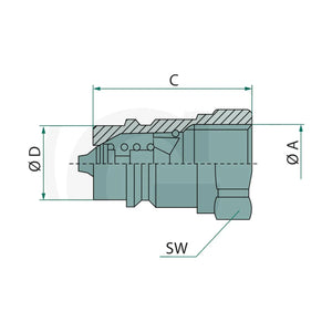 Schita dimensiuni Stecher FASTER NV 12 GAS M 1/2 FASTER 86001008