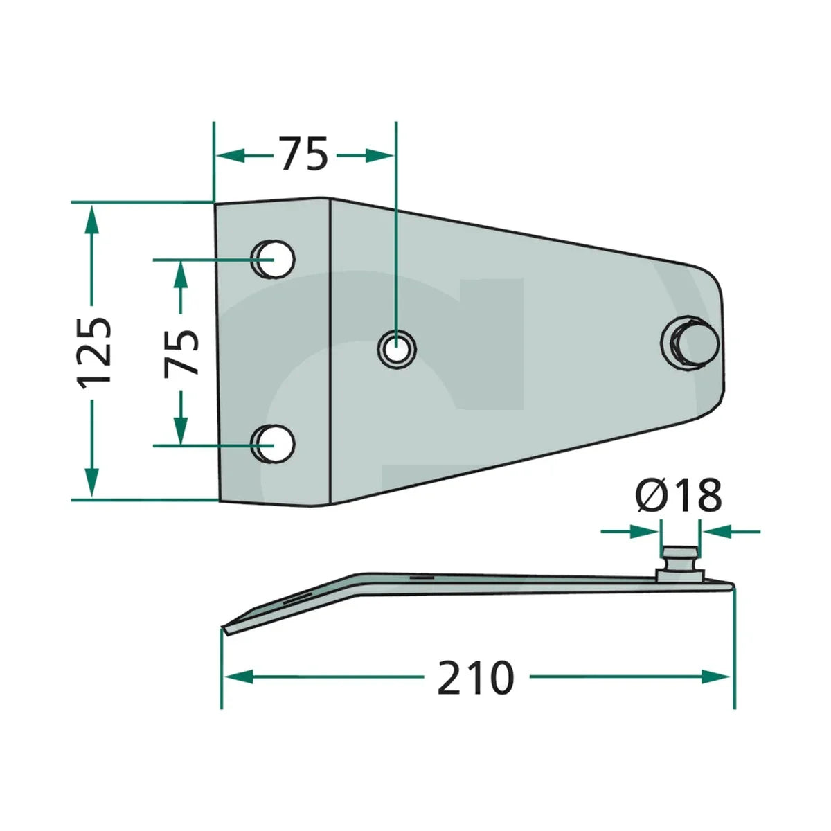 Schita dimensiuni Suport cutit compatibil Deutz-Fahr, Taarup, Vicon/PZ GRANIT 525EU-056