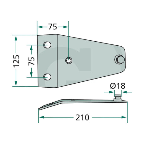 Schita dimensiuni Suport cutit compatibil Deutz-Fahr, Taarup, Vicon/PZ GRANIT 525EU-056