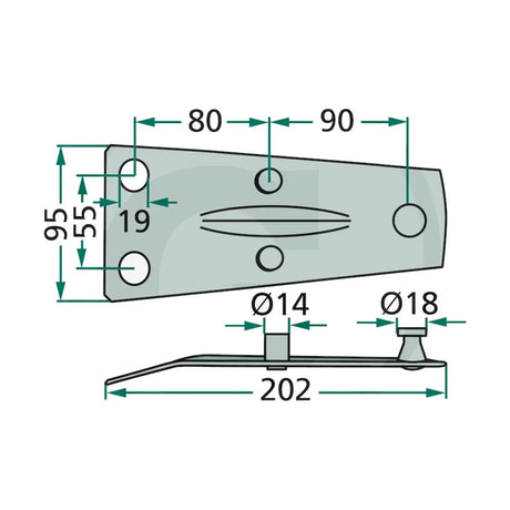 Schita dimensiuni Suport pentru cutite compatibil Deutz-Fahr, Pöttinger, Saphir GRANIT 52506563514