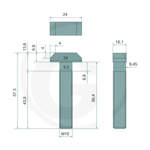 Schita dimensiuni Surub M10x48 compatibil Farmtech GRANIT 7554-151535