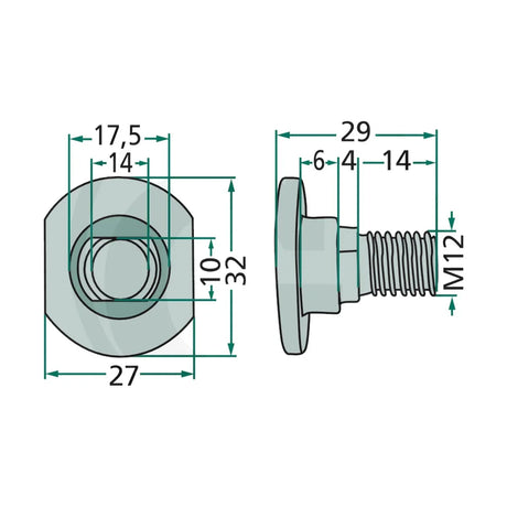 Schita dimensiuni Surub pentru lama Complet cu piulita GRANIT 525143229.0/25