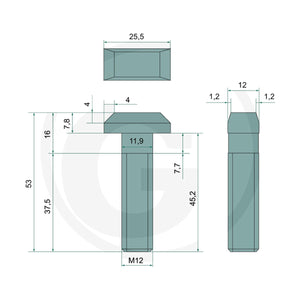 Schita dimensiuni Surub T GRANIT 7554-150370