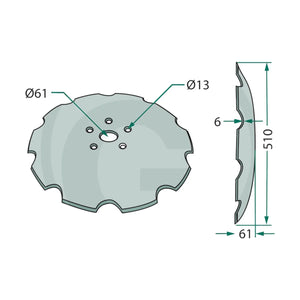 Schita dimensiuni Taler disc zimtat, Ø 510 x 6 mm compatibil Amazone GRANIT 18031-220KI2R768