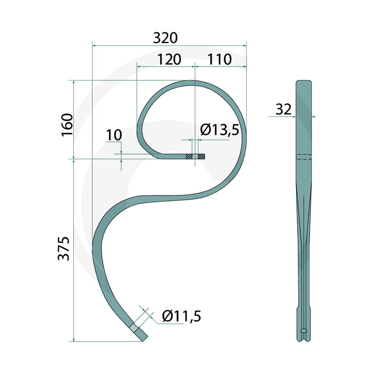 Schita dimensiuni Tepi cpl. cu brazdar GRANIT 23532 RS2977S