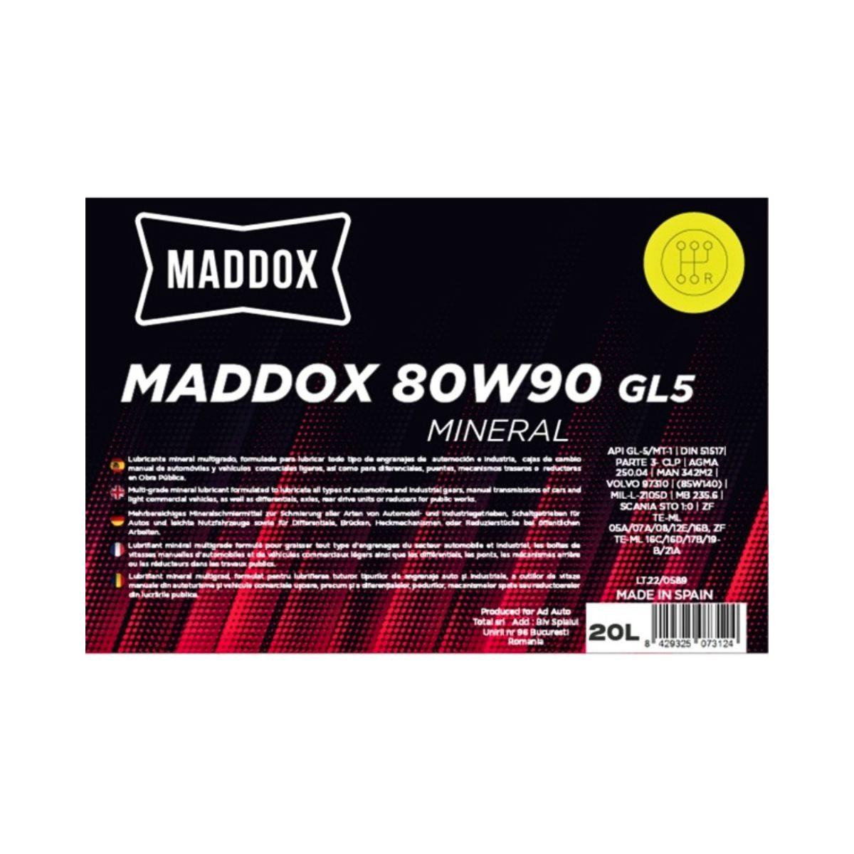 Ulei transmisie Maddox 80W90 GL5 Mineral 20L